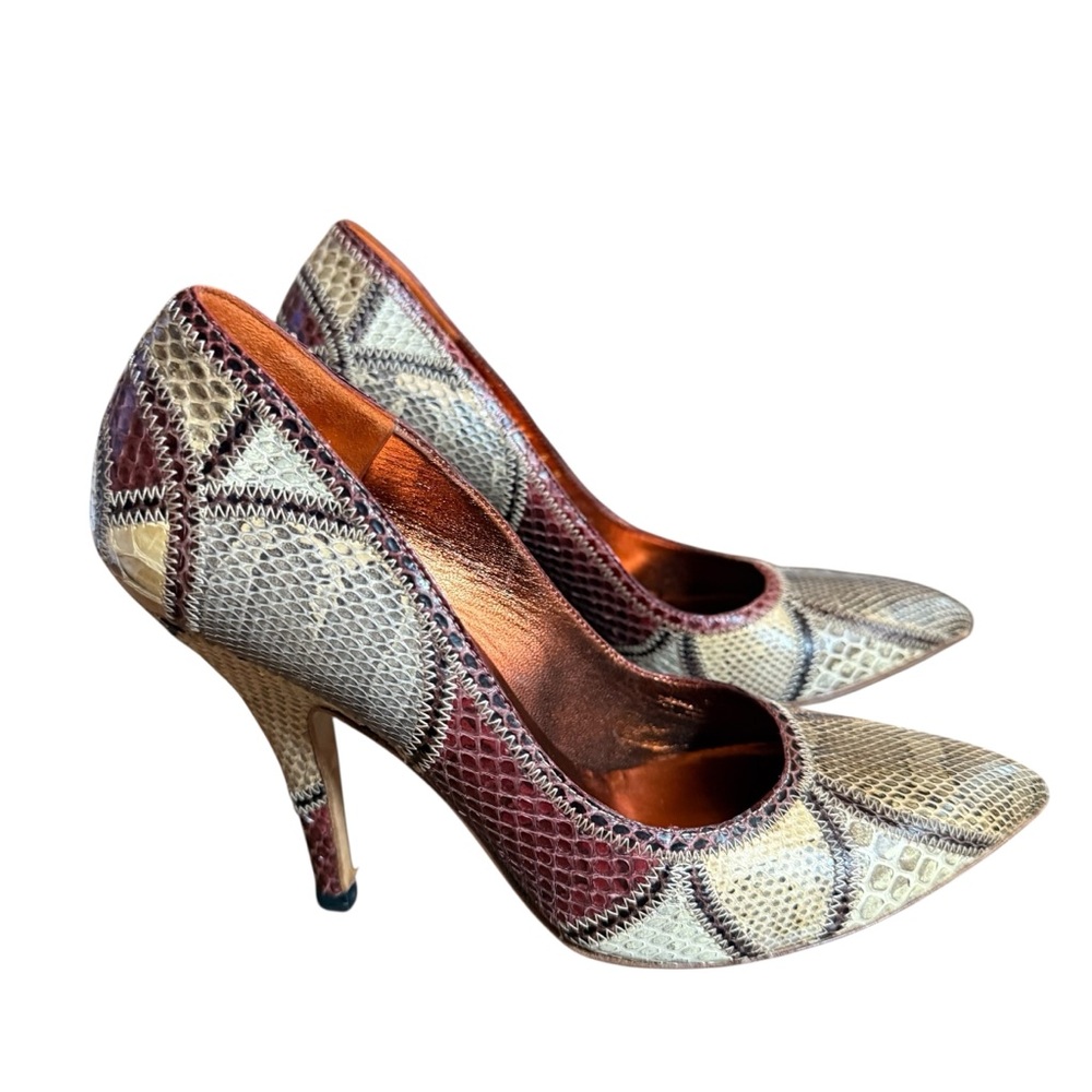 Gucci Python Snakeskin Patchwork Pumps Pointed To… - image 6